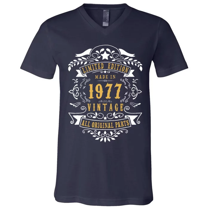 46 Years Old 46th Birthday Made Born In 1977 Idea V-Neck T-Shirt