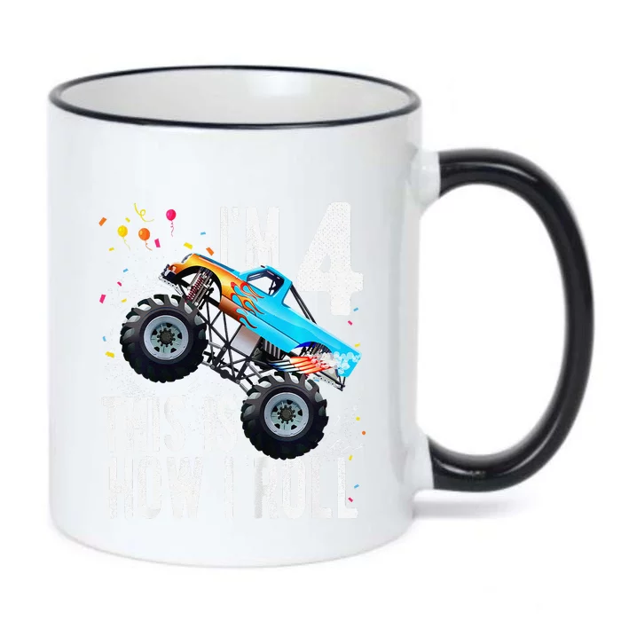 4 Year Old 4th Birthday Boy Monster Truck Car Black Color Changing Mug