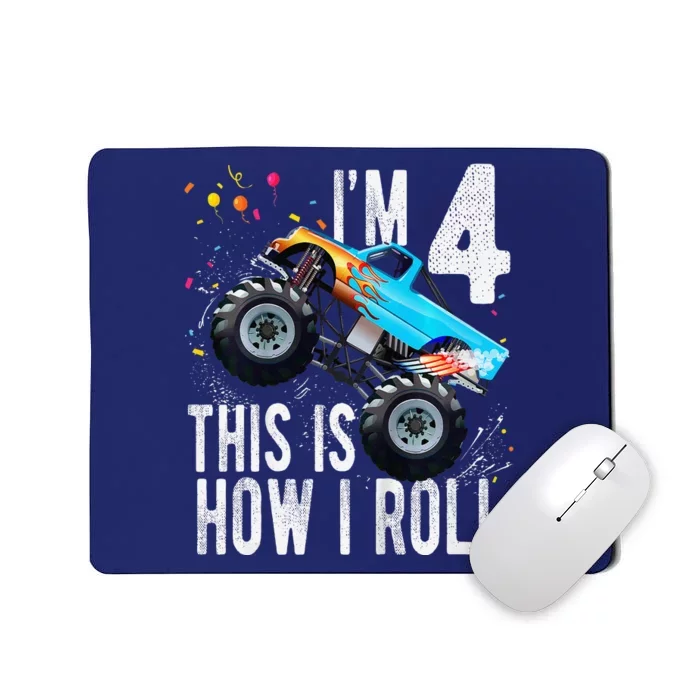 4 Year Old 4th Birthday Boy Monster Truck Car Mousepad