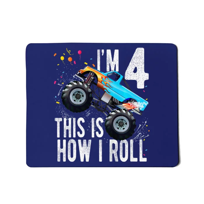 4 Year Old 4th Birthday Boy Monster Truck Car Mousepad