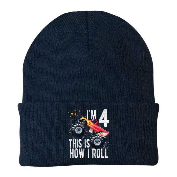 4 Year Old 4th Birthday Boy Monster Truck Car Knit Cap Winter Beanie