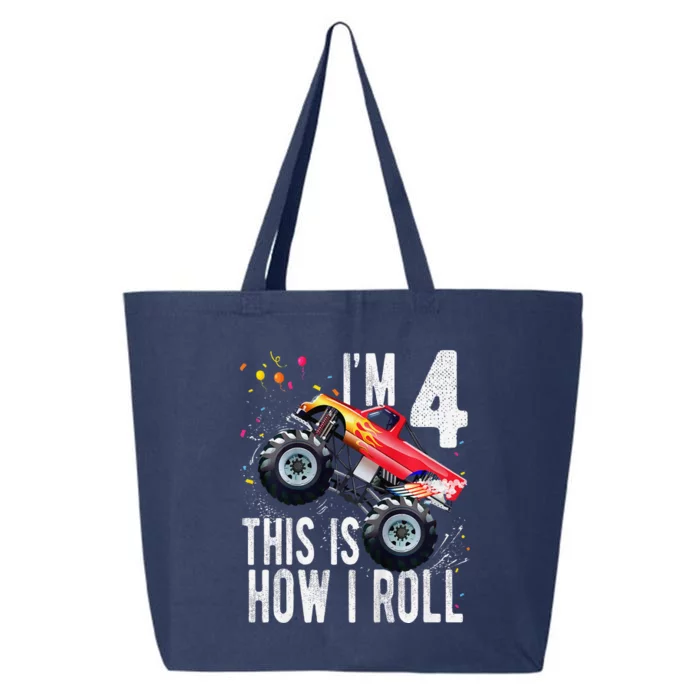 4 Year Old 4th Birthday Boy Monster Truck Car 25L Jumbo Tote