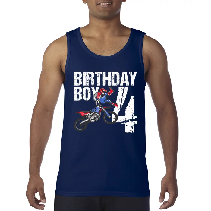 4 Year Old Dirt Bike Birthday Party Motocross MX 4th Gift Tank Top