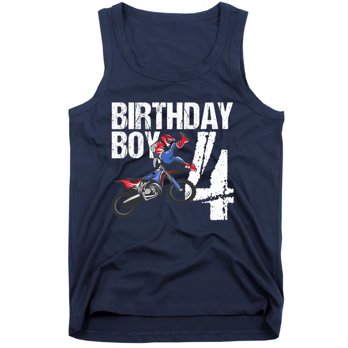 4 Year Old Dirt Bike Birthday Party Motocross MX 4th Gift Tank Top