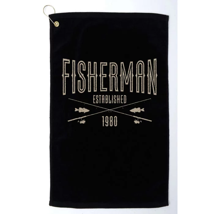 43 Year Old Fisherman Fishing 1980 43rd Birthday Cute Platinum Collection Golf Towel