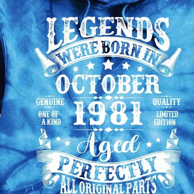 43 Years Old Legend Since October 1981 43rd Birthday Dad Tie Dye Hoodie