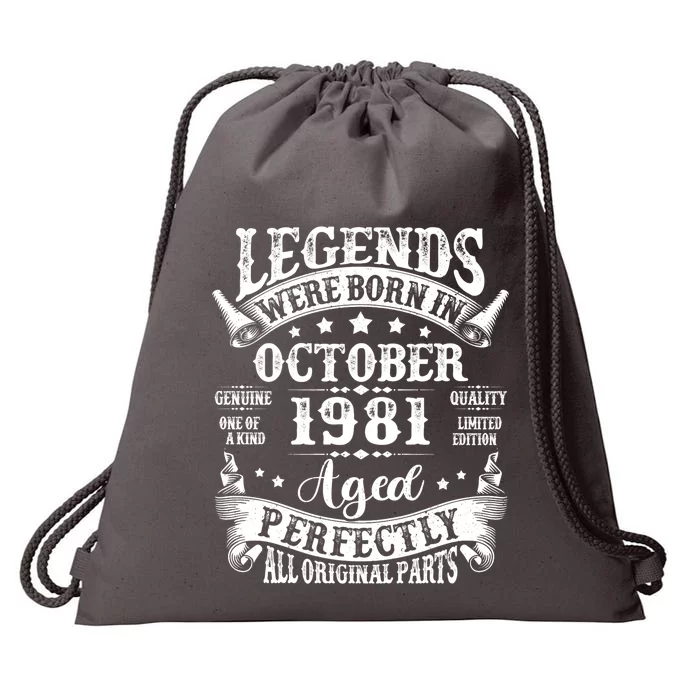 43 Years Old Legend Since October 1981 43rd Birthday Dad Drawstring Bag