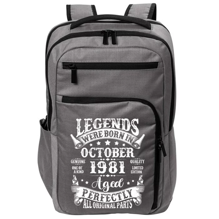 43 Years Old Legend Since October 1981 43rd Birthday Dad Impact Tech Backpack