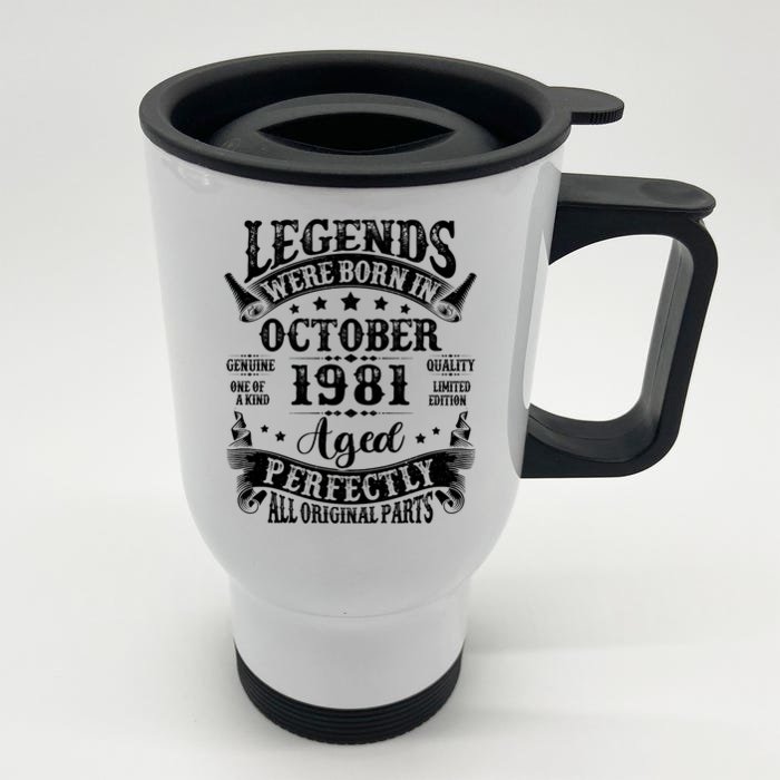 43 Years Old Legend Since October 1981 43rd Birthday Dad Front & Back Stainless Steel Travel Mug