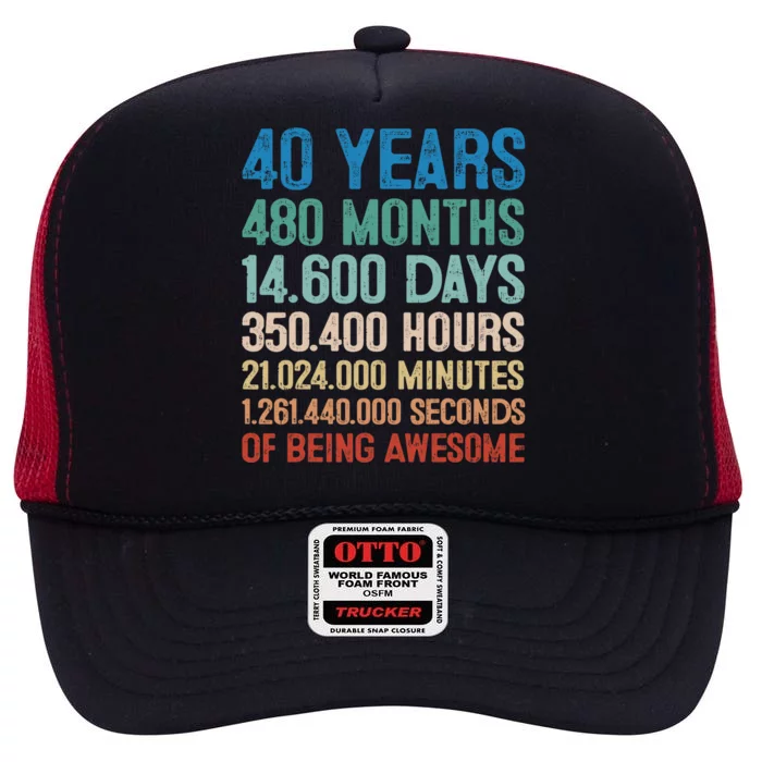 40 Year Old Gift Decorations 40th Bday Awesome 1983 Birthday High Crown Mesh Trucker Hat