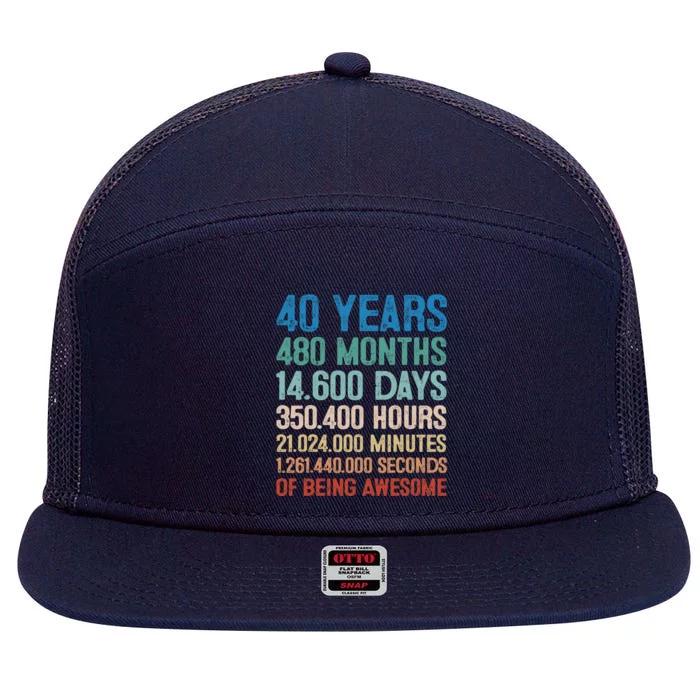 40 Year Old Gift Decorations 40th Bday Awesome 1983 Birthday 7 Panel Mesh Trucker Snapback Hat