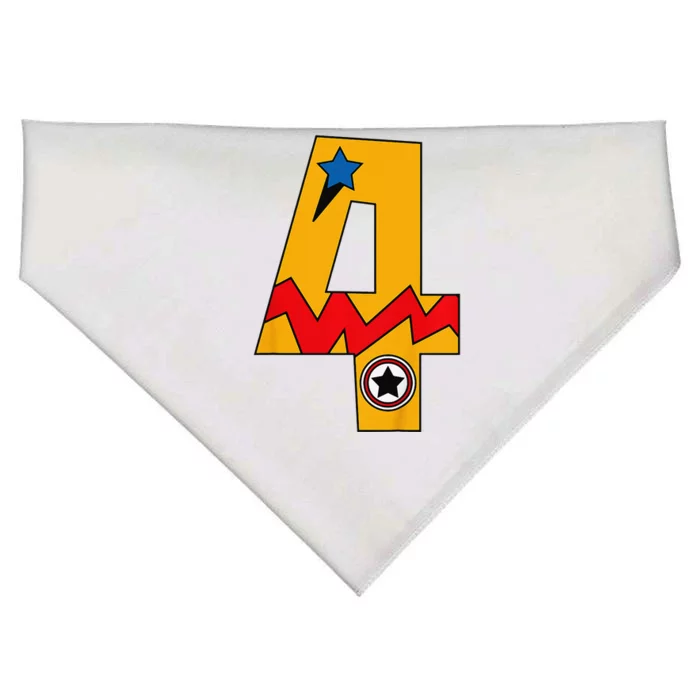 4 Years Old Number Birthday Design Great 4th Bday Outfit USA-Made Doggie Bandana