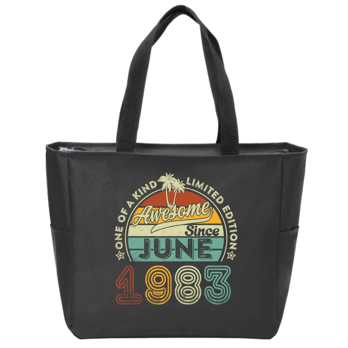 40 Year Old Awesome Since June 1983 40th Birthday Zip Tote Bag