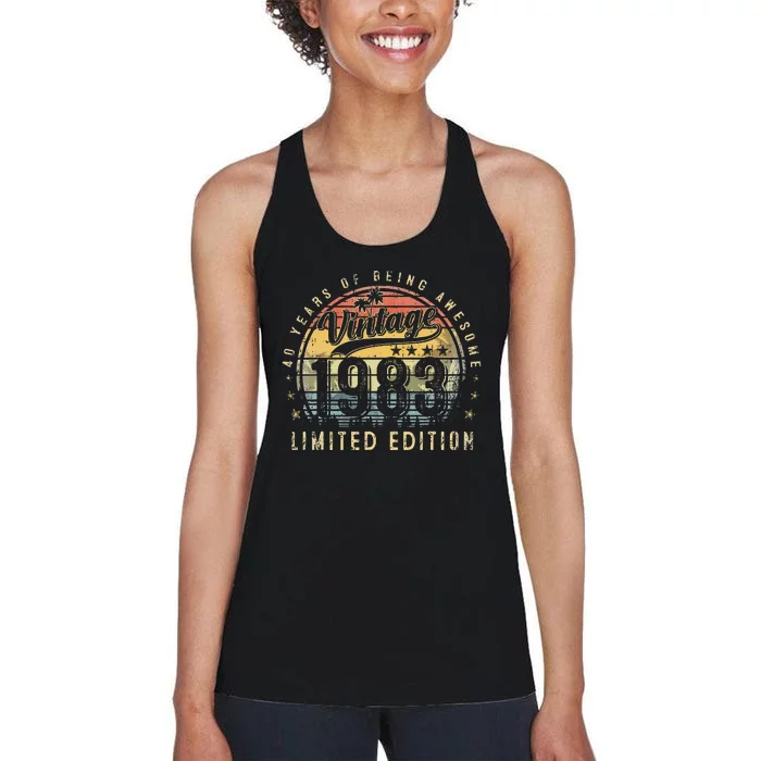 40 Year Old Gifts Vintage 1983 Limited Edition 40th Birthday Women's Racerback Tank