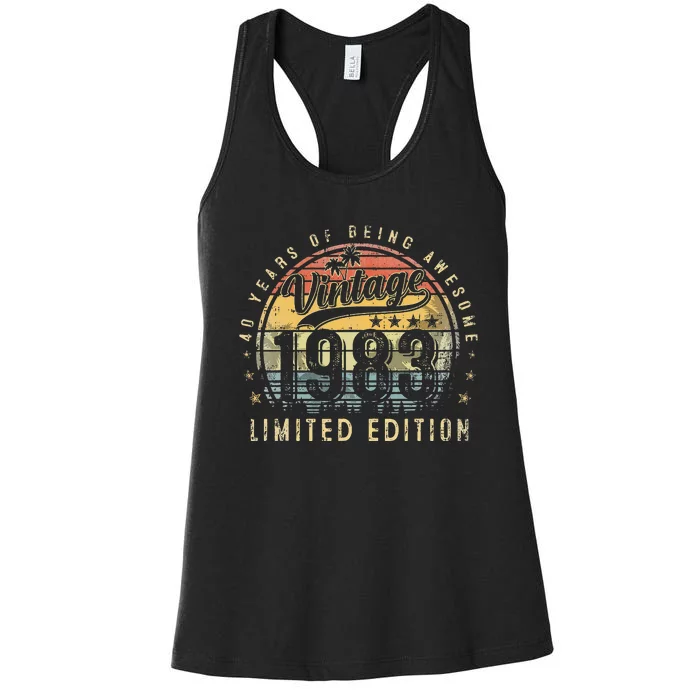 40 Year Old Gifts Vintage 1983 Limited Edition 40th Birthday Women's Racerback Tank