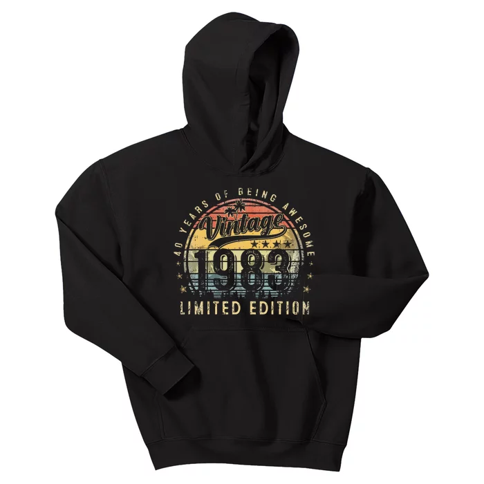 40 Year Old Gifts Vintage 1983 Limited Edition 40th Birthday Kids Hoodie