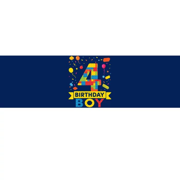 4 Year Old Building Blocks 4th Birthday Boy Bumper Sticker