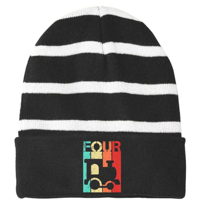 4 Year Old Train Birthday Fourth 4th Birthday Striped Beanie with Solid Band