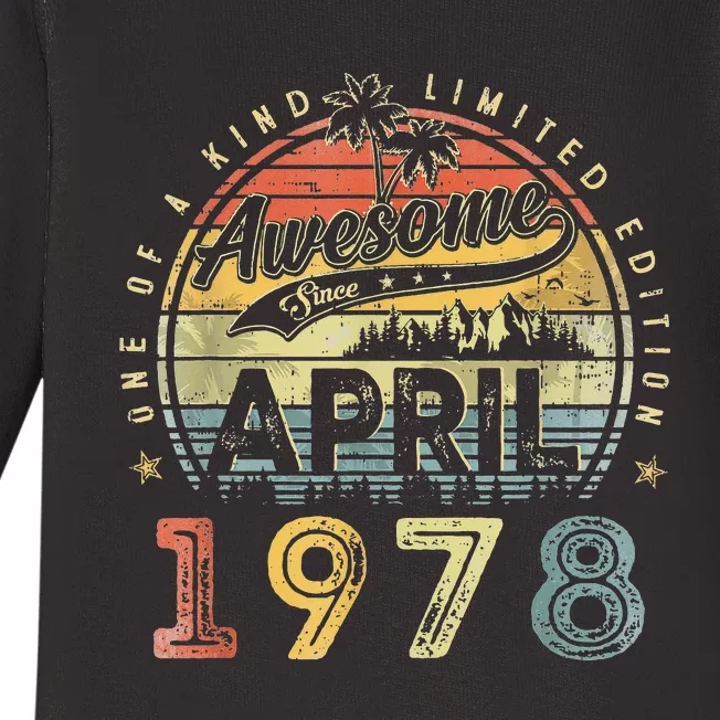 45 Year Old Awesome Since April 1978 45th Birthday Baby Long Sleeve Bodysuit