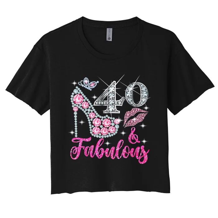 40 Years Old Gifts 40 & Fabulous Since 1983 40th Birthday Women's Crop Top Tee