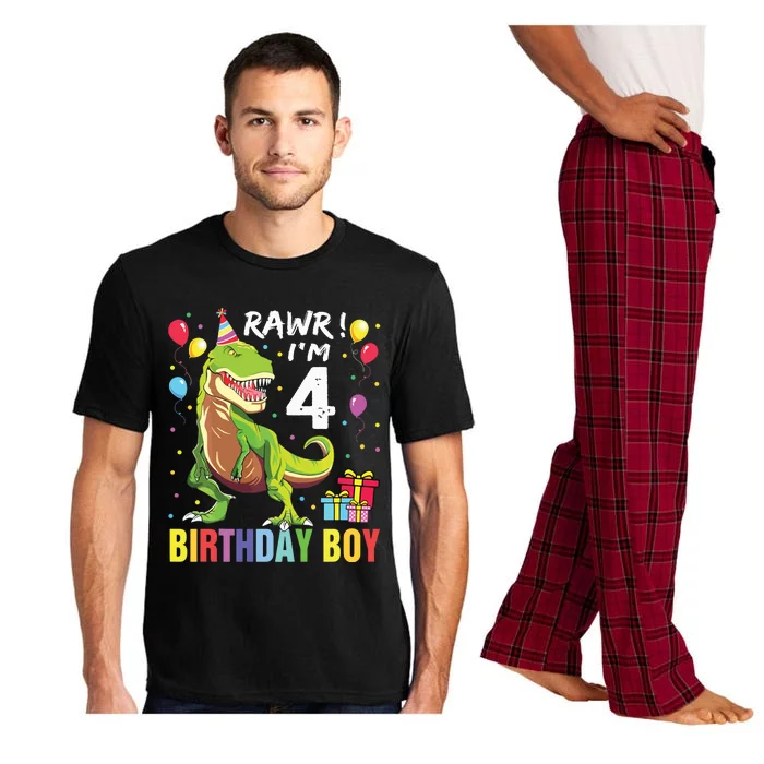 4 Year Old 4th Birthday Rex Dinosaur Pajama Set