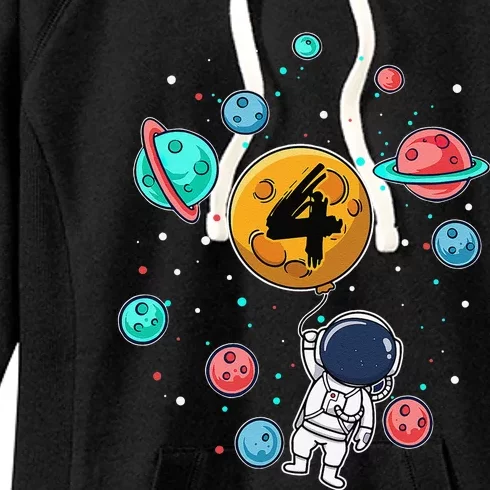 4 Years Old Birthday Gifts Astronaut 4th Birthday Women's Fleece Hoodie