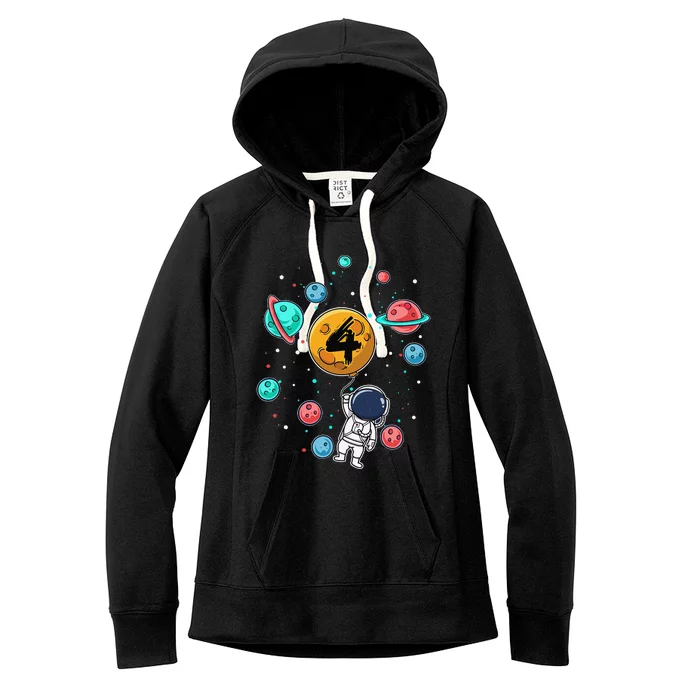 4 Years Old Birthday Gifts Astronaut 4th Birthday Women's Fleece Hoodie