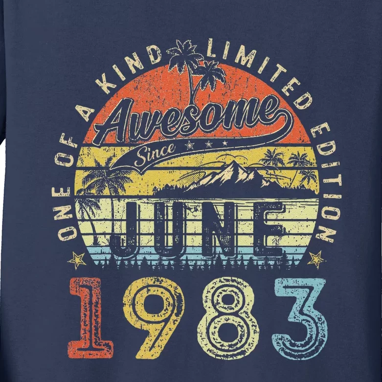 40 Year Old Awesome Since June 1983 40th Birthday (1) Kids Long Sleeve Shirt