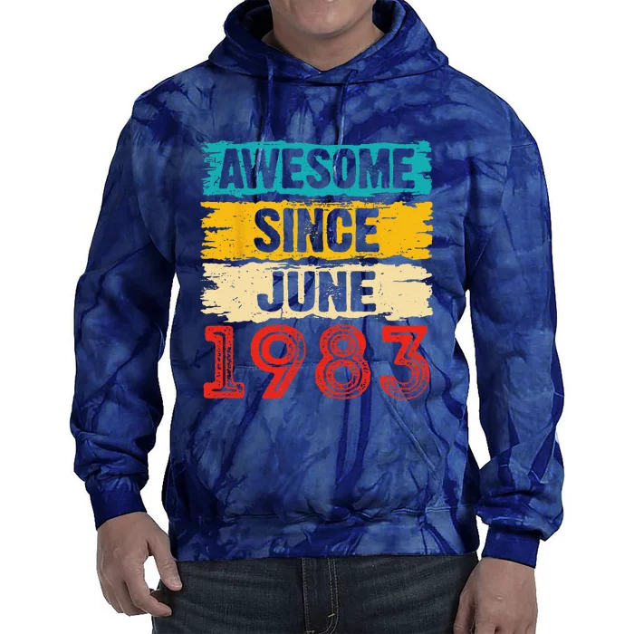 40 Year Old Awesome Since June 1983 40th Birthday Gifts Tie Dye Hoodie