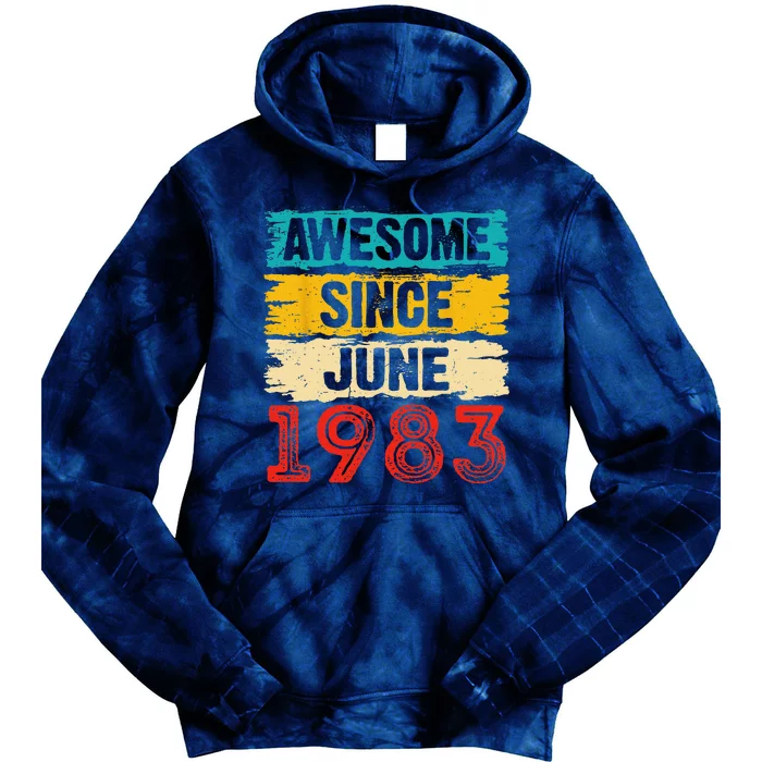 40 Year Old Awesome Since June 1983 40th Birthday Gifts Tie Dye Hoodie