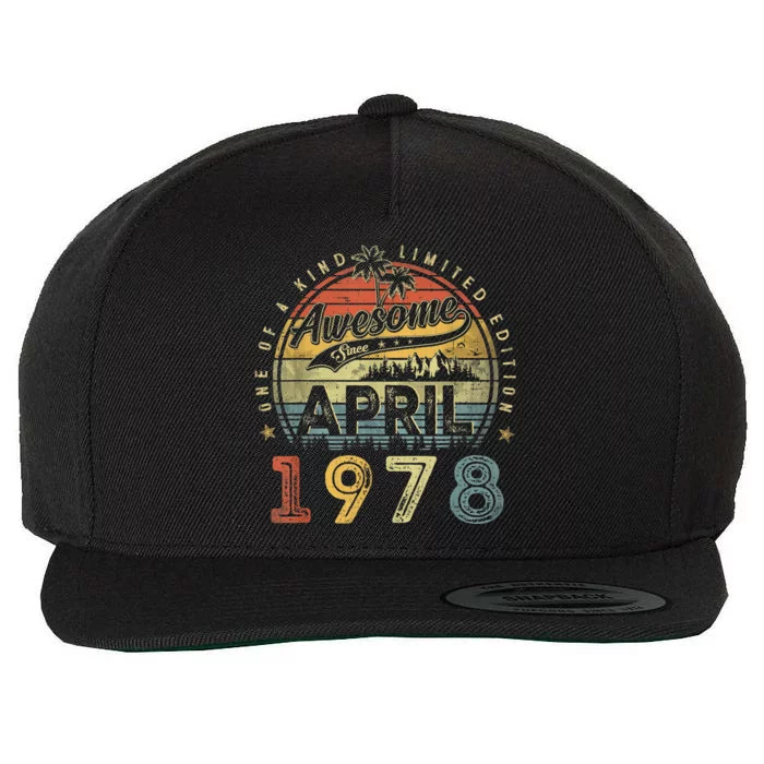 45 Year Old Awesome Since April 1978 45th Birthday Wool Snapback Cap