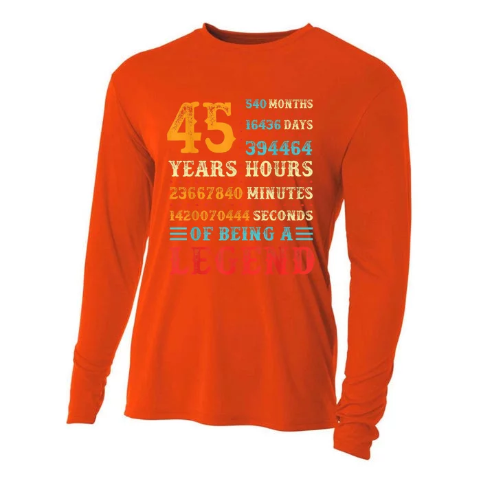 45 Years of Being a Legend, 45th Birthday Present Gift Cooling Performance Long Sleeve Crew