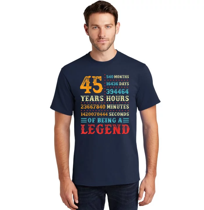 45 Years of Being a Legend, 45th Birthday Present Gift Tall T-Shirt