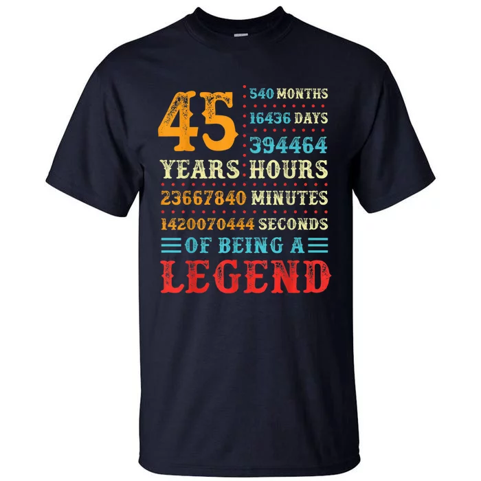 45 Years of Being a Legend, 45th Birthday Present Gift Tall T-Shirt