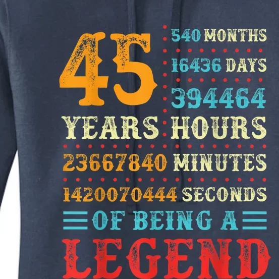 45 Years of Being a Legend, 45th Birthday Present Gift Women's Pullover Hoodie