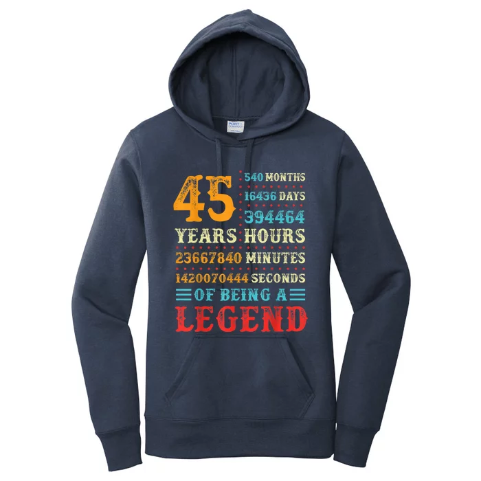 45 Years of Being a Legend, 45th Birthday Present Gift Women's Pullover Hoodie