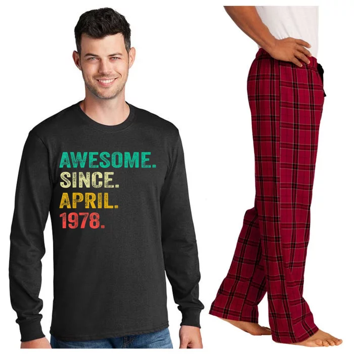 45 Years Old Awesome Since April 1978 Gifts 45th Birthday Long Sleeve Pajama Set