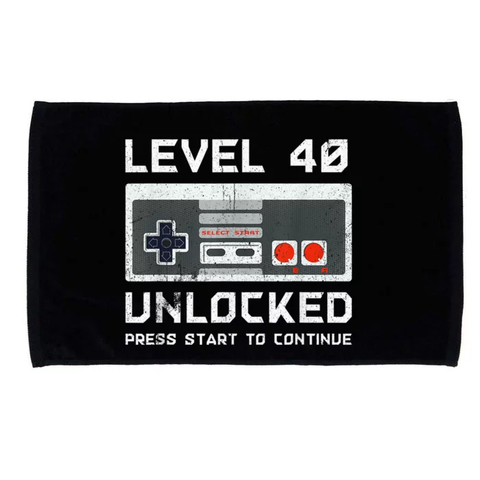 40 Year Old Forty Birthday Gift Level 40 Unlocked Gamer Microfiber Hand Towel