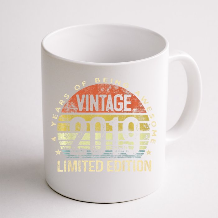 4 Year Old 4th Birthday Gifts Son Vintage 2019 4yr Bday Front & Back Coffee Mug