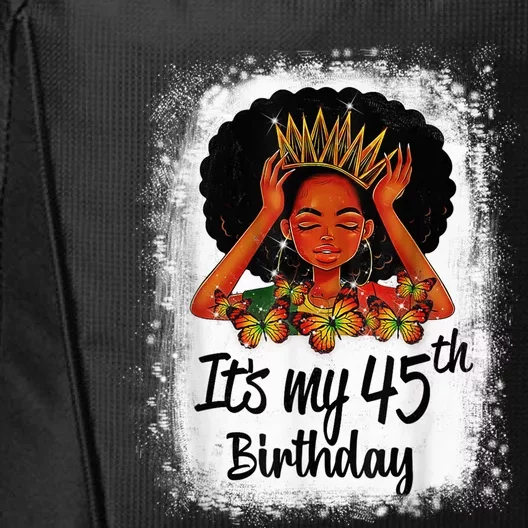 45 Years Old Black Melanin Wo Girl It's My 45th Birthday City Backpack