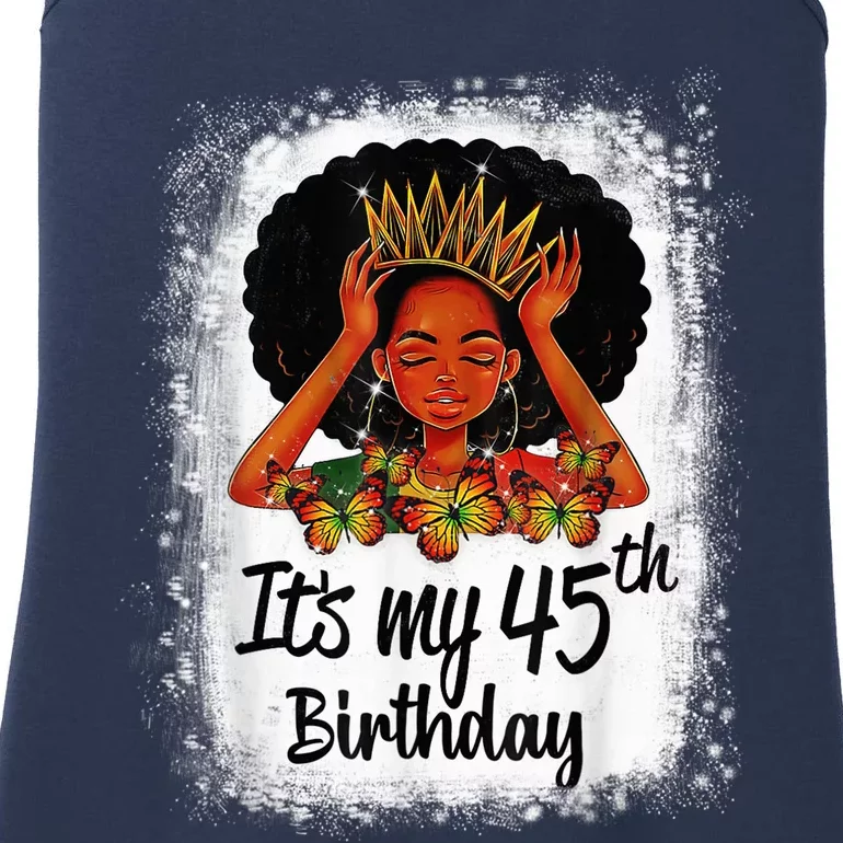 45 Years Old Black Melanin Wo Girl It's My 45th Birthday Ladies Essential Tank