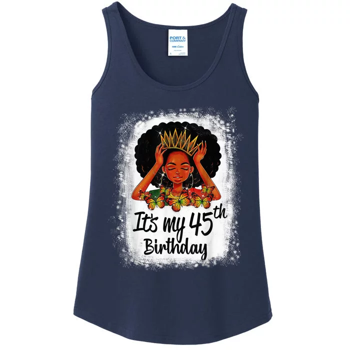 45 Years Old Black Melanin Wo Girl It's My 45th Birthday Ladies Essential Tank