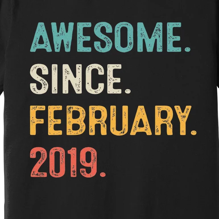 4 Year Old Gift Awesome Since February 2019 4th Birthday Premium T-Shirt