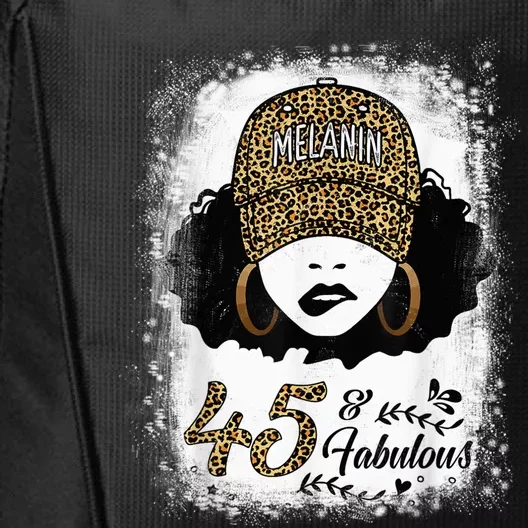 45 Years Old Fabulous Melanin Girl Leopard 45th Birthday City Backpack