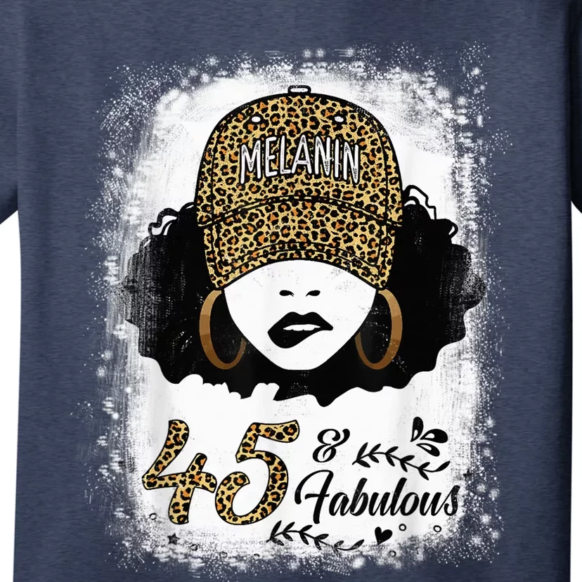 45 Years Old Fabulous Melanin Girl Leopard 45th Birthday T-Shirt