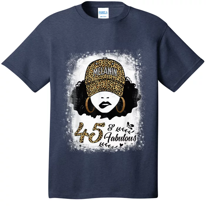 45 Years Old Fabulous Melanin Girl Leopard 45th Birthday T-Shirt