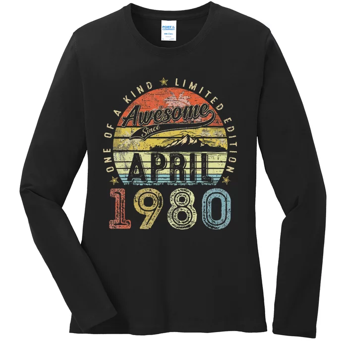 44 Year Old Vintage April 1980 44th Birthday Ladies Long Sleeve Shirt