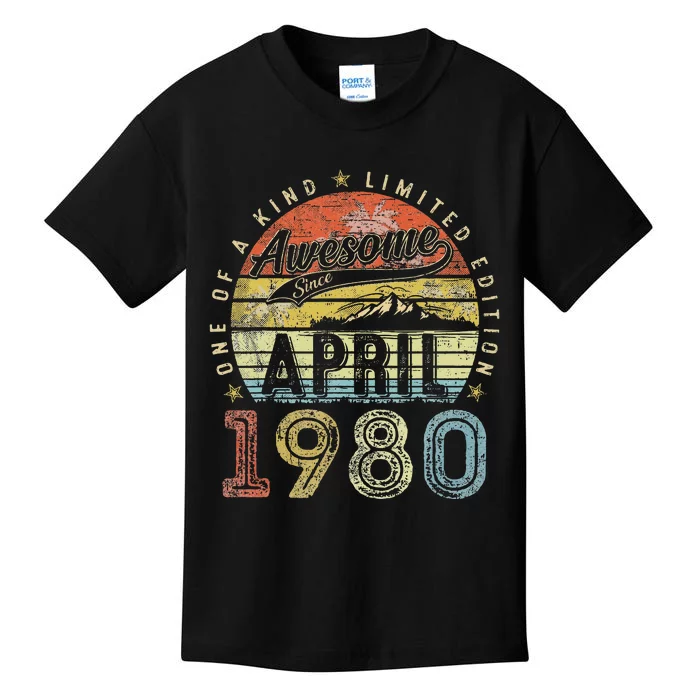 44 Year Old Vintage April 1980 44th Birthday Kids T-Shirt