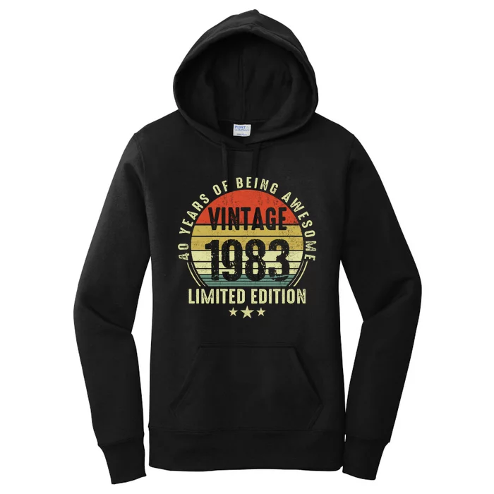 40 Year Old Vintage 1983 Limited Edition 40th Birthday Gift Ideas Women's Pullover Hoodie