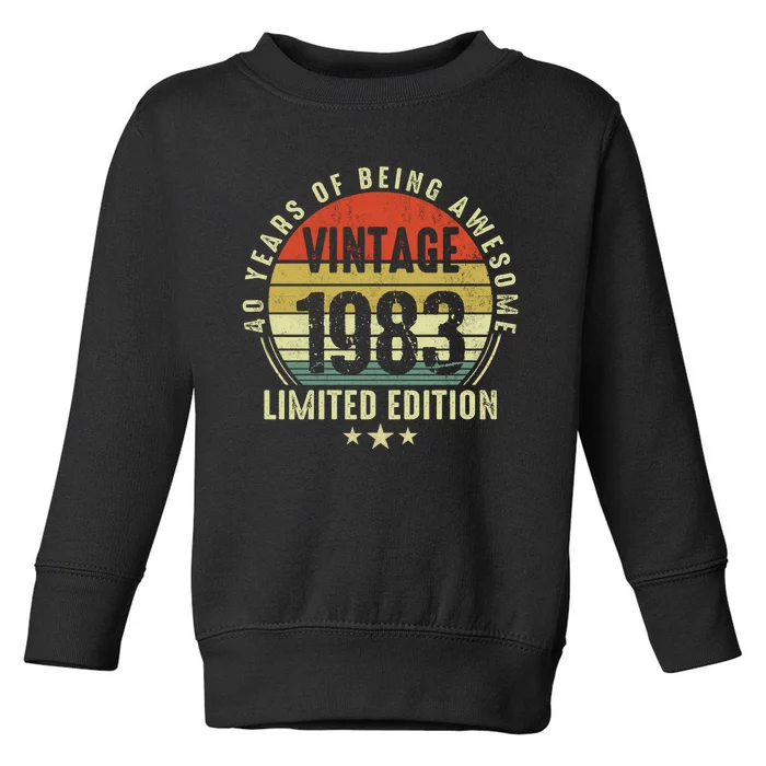 40 Year Old Vintage 1983 Limited Edition 40th Birthday Gift Ideas Toddler Sweatshirt